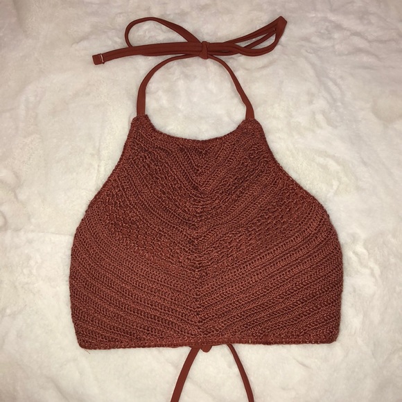 Target Dark Orange Crochet Halter Bikini - Picture 1 of 3